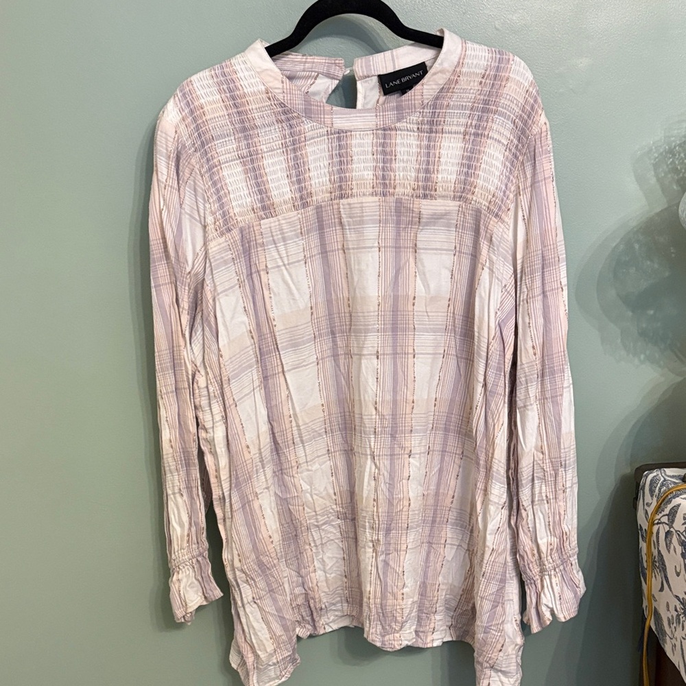 Lane Bryant Soft Pink Plaid Blouse